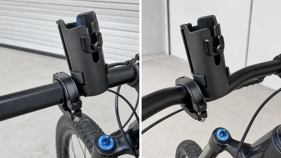 SOHAPI bear spray handlebar mount holster — aluminum alloy clamp compatible with 22.2mm and 31.8mm bar diameters