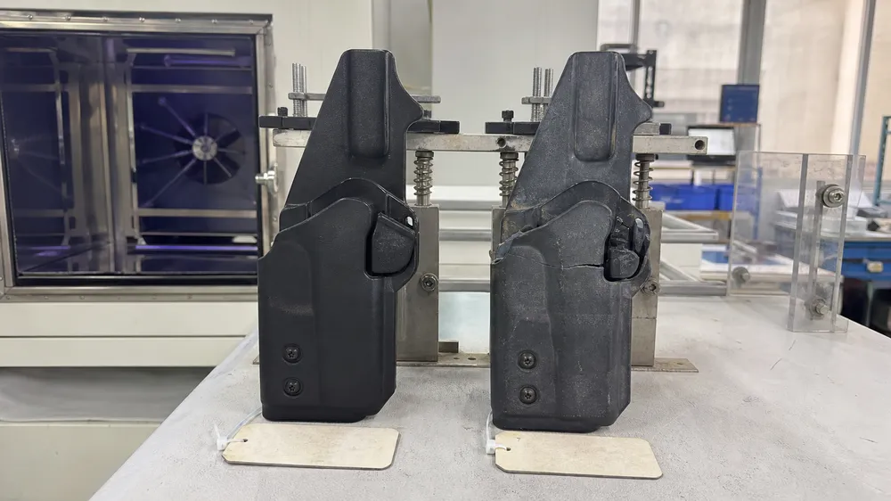 UV-stabilized ABS hardware versus standard ABS — accelerated UV degradation test comparison