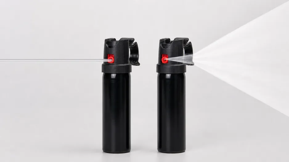 Bear spray self defense canister — stream and cone configurations