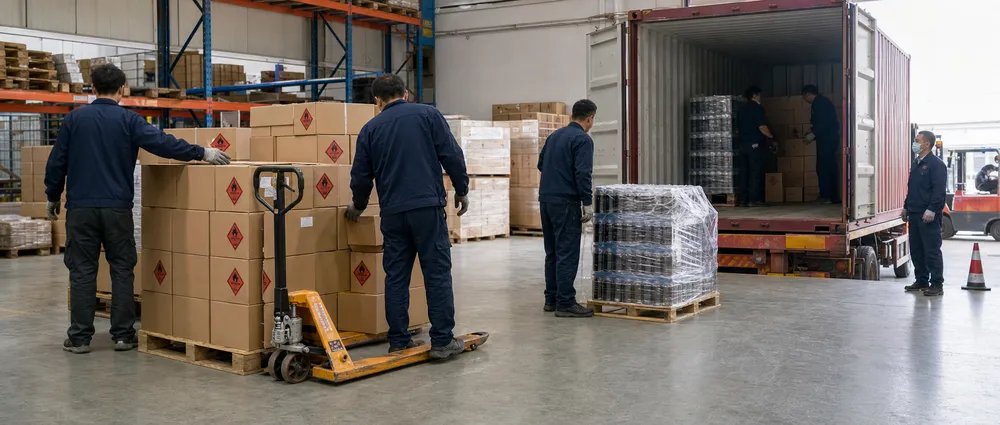 Export container loading for aerosol dangerous goods — bear spray self defense shipment preparation