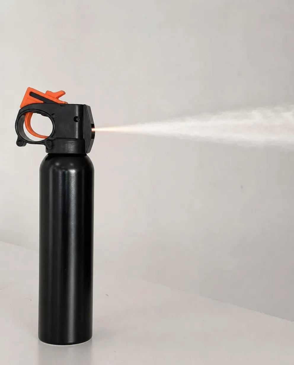 SOHAPI bear spray stream canister — directional stream pattern, 35+ foot effective range