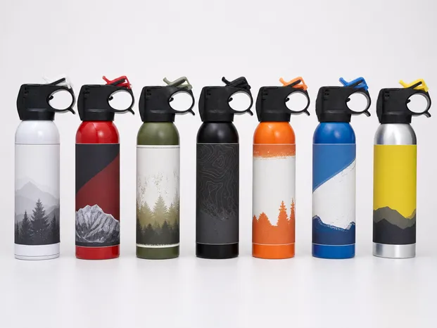 Custom label and canister color options for Max Bear Attack Bear Spray private label program