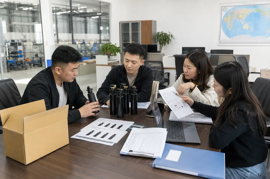 SOHAPI sales team reviewing international bear spray order specifications