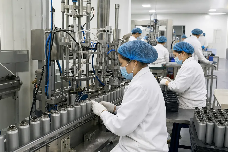 SOHAPI bear spray OEM manufacturing line — canister filling and assembly